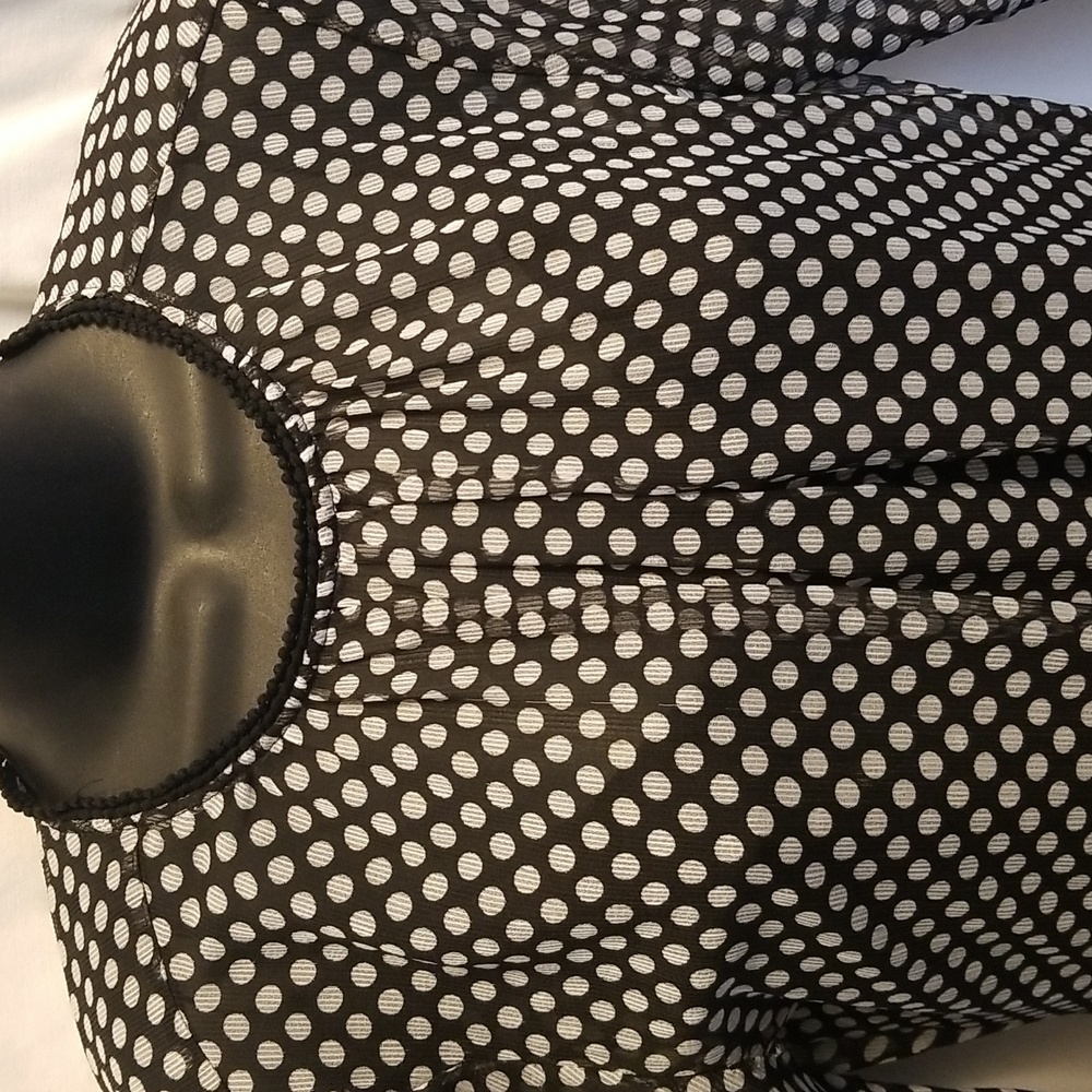 Who What Wear Black / White Dots Asymmetrical Dress with Black Slip Dress Size M